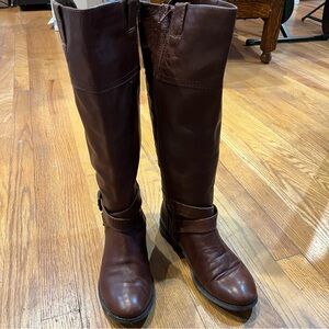 Marc Fisher Brown Leather Strap Detail Audrey Riding Boots  7M